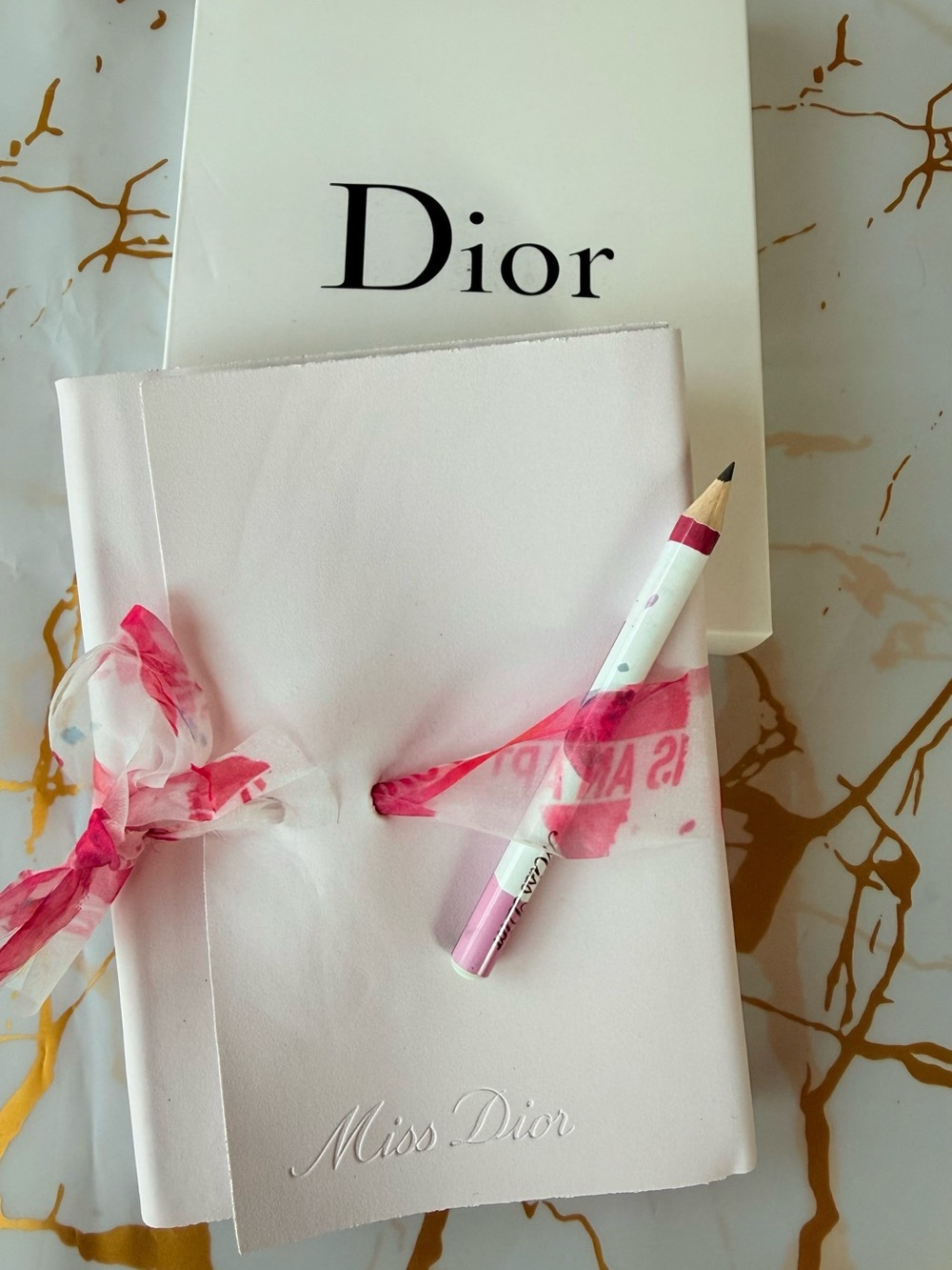 Dior Miss Dior Scetchbook Notebook with Pink-Accented Pencil